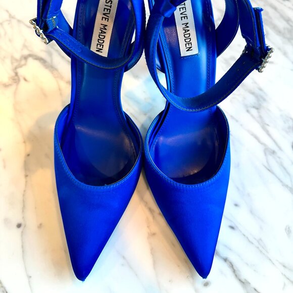 Steve Madden Sarantos Pump Blue Satin - Size 8.5 - Picture 3 of 10